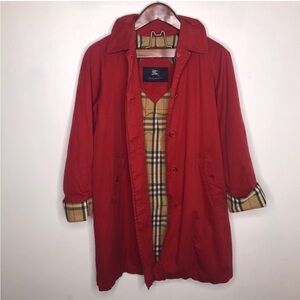 Burberry Red Rust Trench Coat Nova Check Cuff 4 S